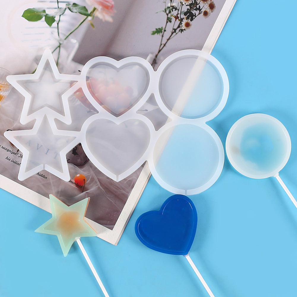 Wholesale DIY 6 Pcs Love Christmas Tree Lollipop Molds Silicone