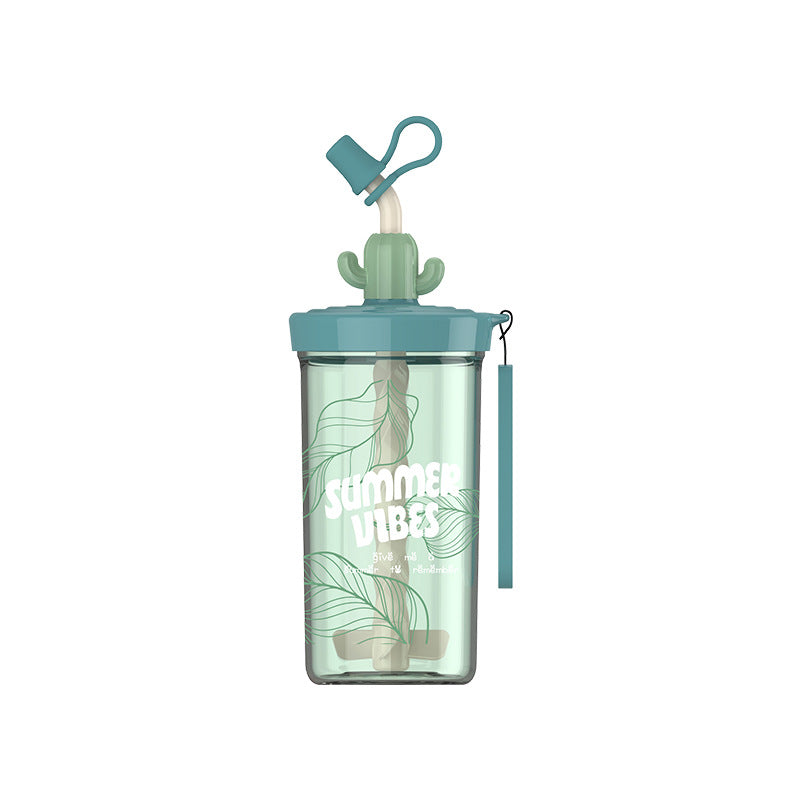 Wholesale 460ml Portable Plastic Water Cup with Straw and Lid, Suitable