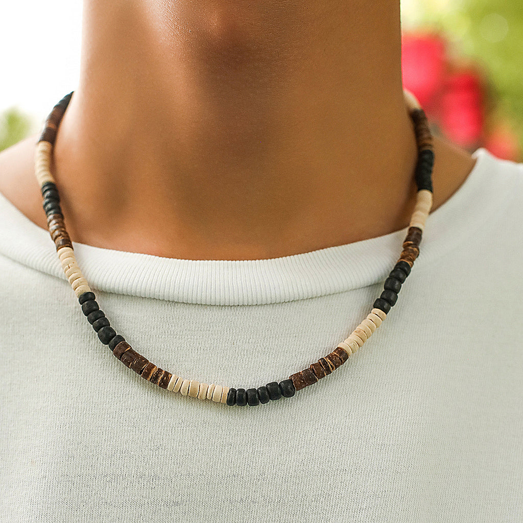 Wholesale Men's Fashion YE Shell Wood Beads Handmade Necklace with