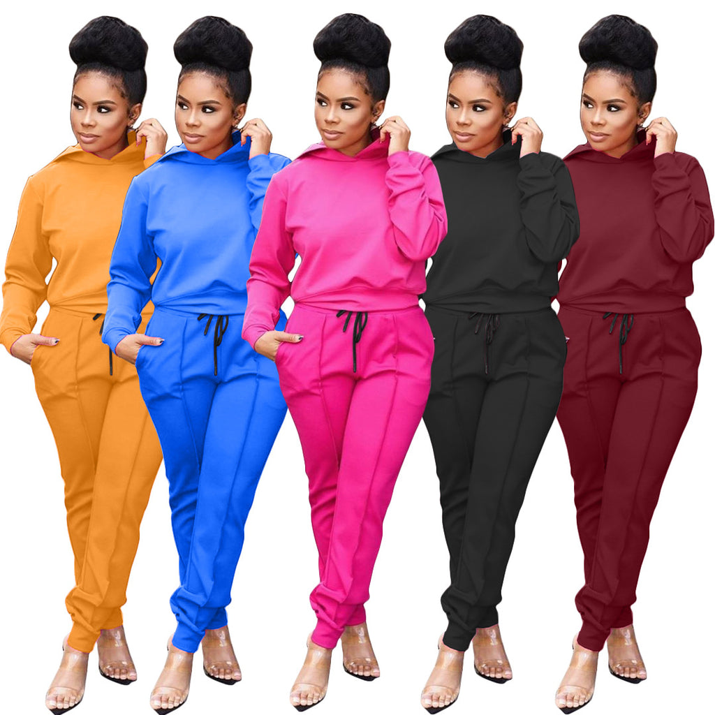 Wholesale AC8155 Women's Fashion Casual Hoodie Suit with Colorful ...