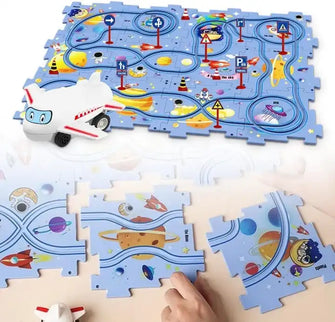 Education Montessori Electric Battery Rail Car DIY Assemble Plastic Puzzle Train Track Toys
