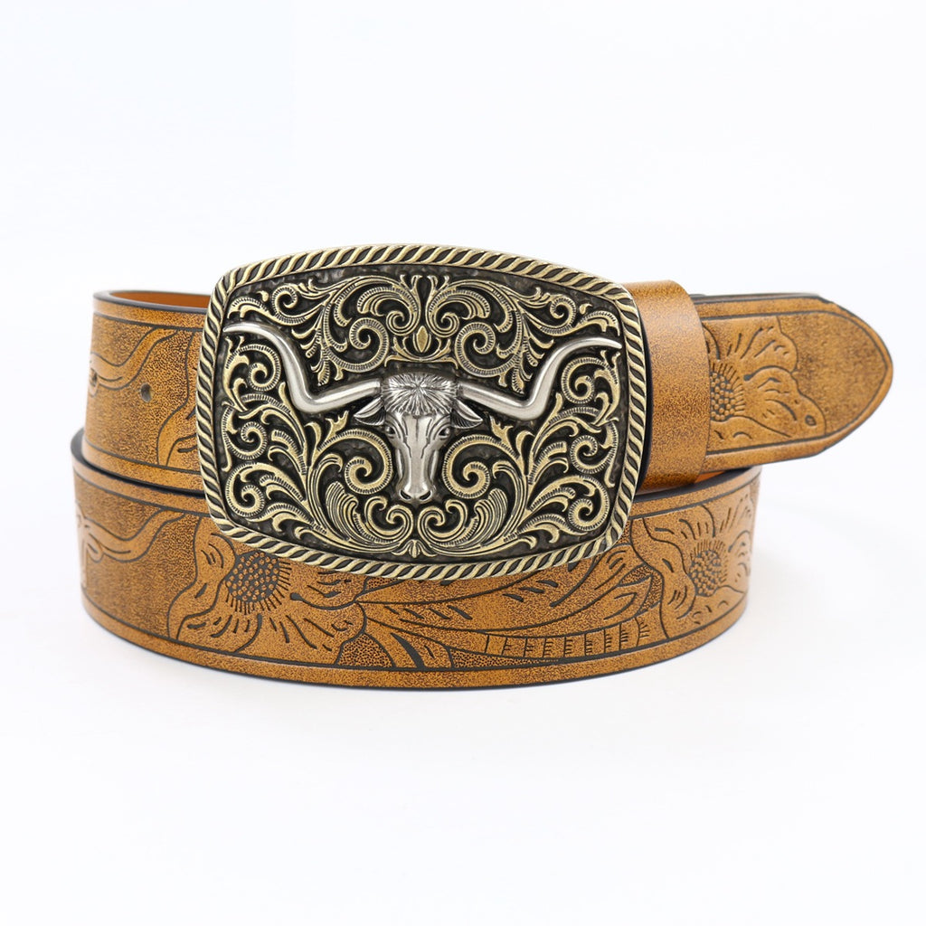 Wholesale Western Cowboy PU Leather Belt with Big Buckle for Men ...