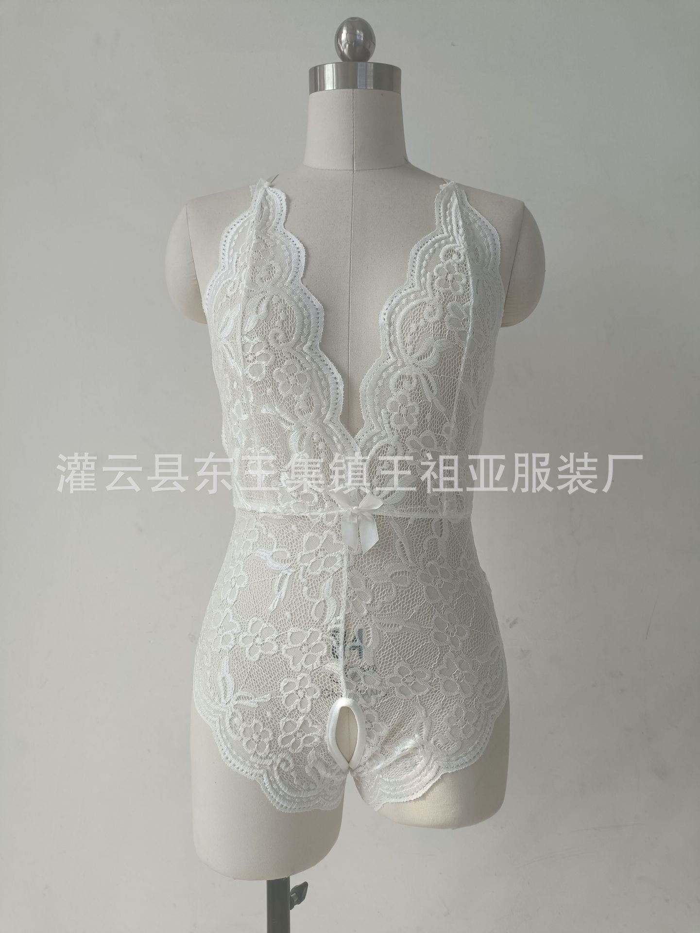 Women's V-Plunge Neck Sexy Lace Bodysuit