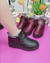 Waterproof non-slip cotton leather boots for women